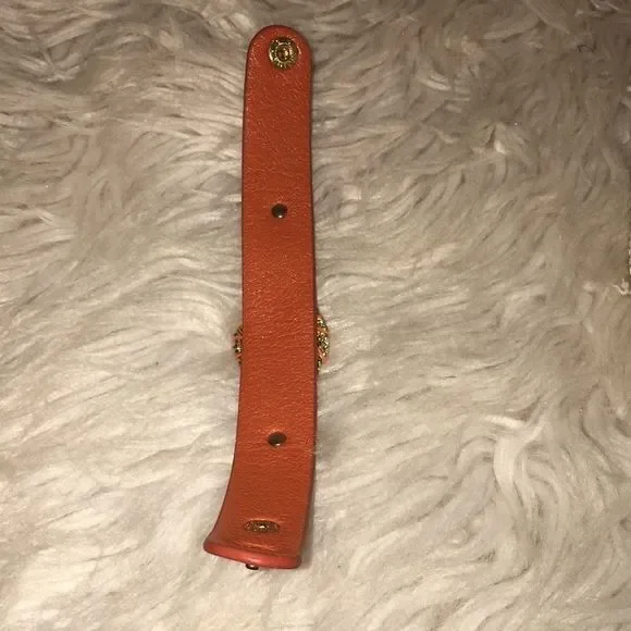 NWOT YIK FUNG ORANGE LEATHER RHINESTONE BRACELET - Picture 5 of 6